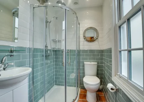 Bedroom #1 en-suite shower room at The Old Bakery Flat, St Ives