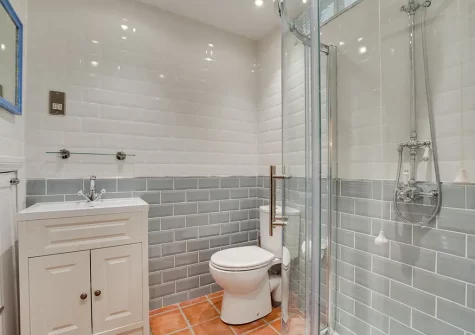The shower room at The Old Bakery Flat, St Ives