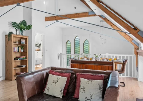 The living area at The Old Chapel, Brixham