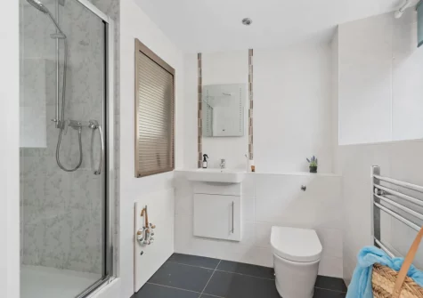 Bedroom #3 en-suite shower room at The Old Chapel, Brixham