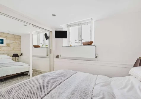 The bedroom at The Old Chapel, Malpas