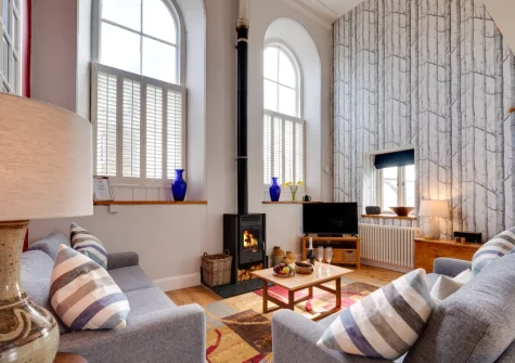 The living area at The Old Chapel, Newbridge