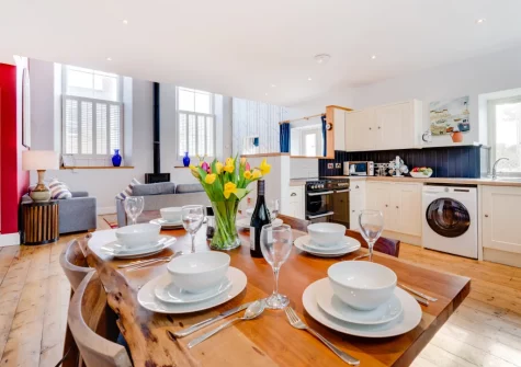 The kitchen & dining area at The Old Chapel, Newbridge