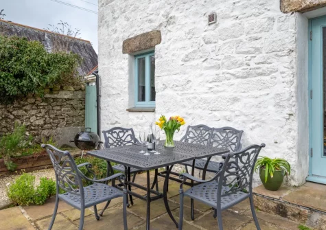 The garden patio, barbecue & alfresco dining area at The Old Chapel, Newbridge