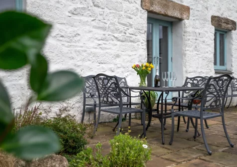 The garden patio, barbecue & alfresco dining area at The Old Chapel, Newbridge