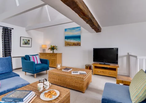 The living room at The Old Cowshed, Marazion
