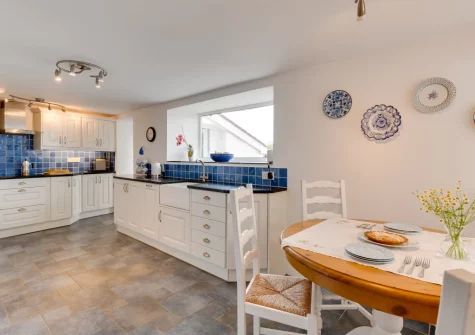 The kitchen & dining area at The Old Cowshed, Marazion