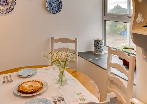 The kitchen & dining area at The Old Cowshed, Marazion