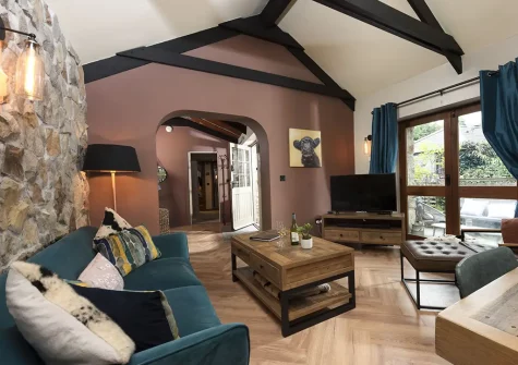 The living area at The Old Dairy, Carnhell Green