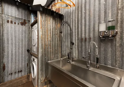 The shared utility room at Penbroath Retreats