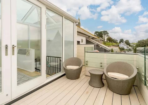 The conservatory & rooftop terrace at The Old Dairy, Fowey