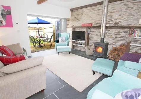 The living area at The Old Dairy, Trenance