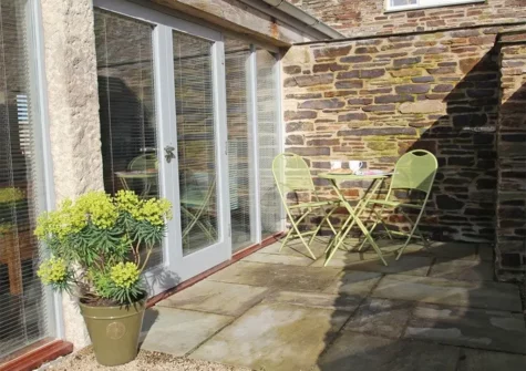 The patio at The Old Dairy, Trenance