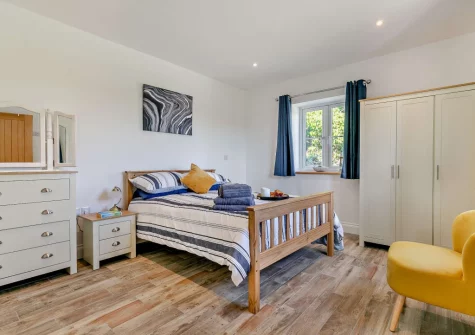 The bedroom at The Old Duck House, Porthcothan