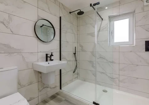 The shower room at The Old Paddock, Bridgerule