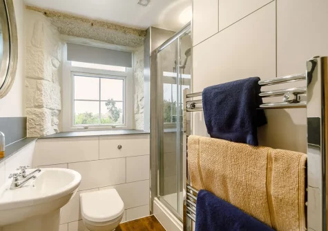 The shower room at The Old Post Office At Treverva