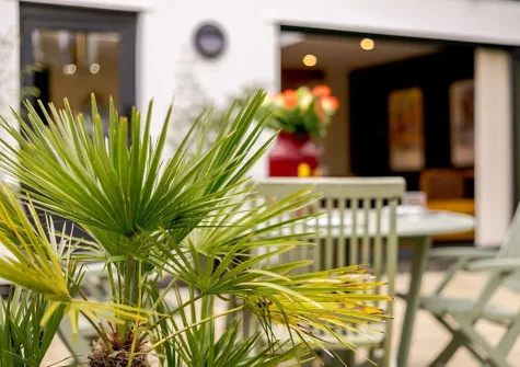 The patio & alfresco dining area at The Old Post Office At Treverva