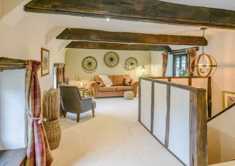 The living room at The Old Stables at Stafford Barton, Dolton
