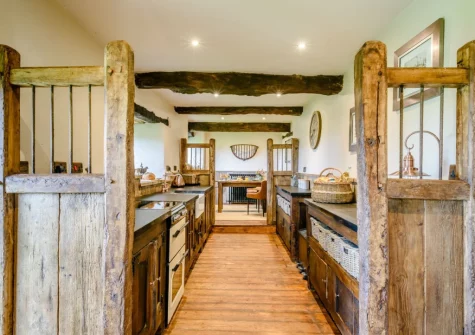 The kitchen & dining area at The Old Stables at Stafford Barton, Dolton