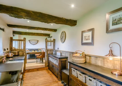 The kitchen & dining area at The Old Stables at Stafford Barton, Dolton