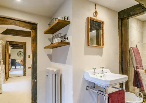 The shower room at The Old Stables at Stafford Barton, Dolton