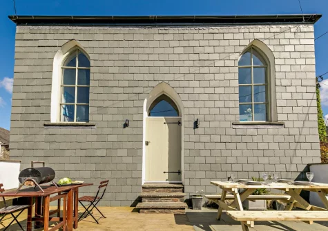 The patio, barbecue & alfresco dining area at The Old Sunday School, Rumford