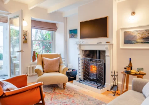 The living room at The Old Workshop, Newlyn