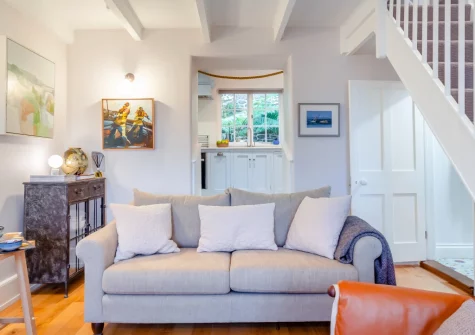 The living room at The Old Workshop, Newlyn