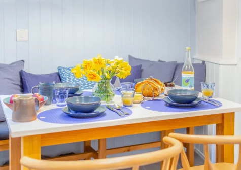 The dining area at The Old Workshop, Newlyn