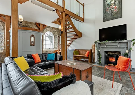 The living area at The Olde Chapel, Bickington