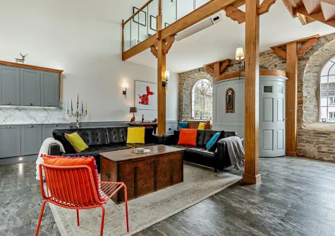 The living area at The Olde Chapel, Bickington