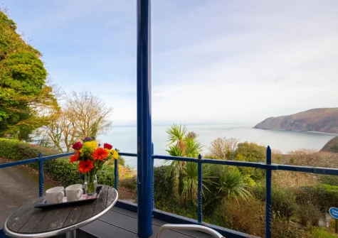 The view from bedroom #1 balcony & outdoor sitting area at The Orangery, Lynton Cottage, Lynton