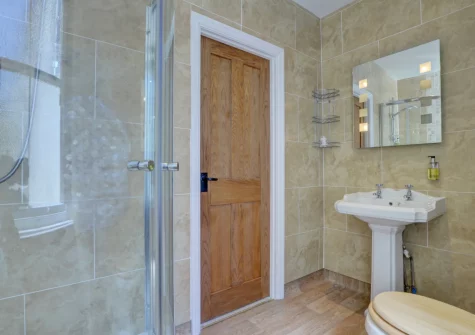 The shower room at The Orangery, Lynton Cottage, Lynton