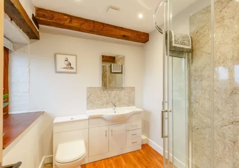 Bedroom #1 en-suite shower room at The Owl Barn at Lower Langaton Farm, Chittlehampton