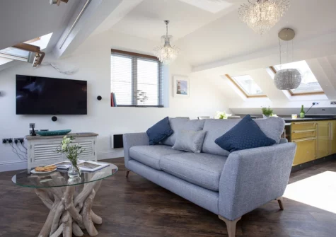 The living area at The Penthouse, 15 At The Beach, Torcross