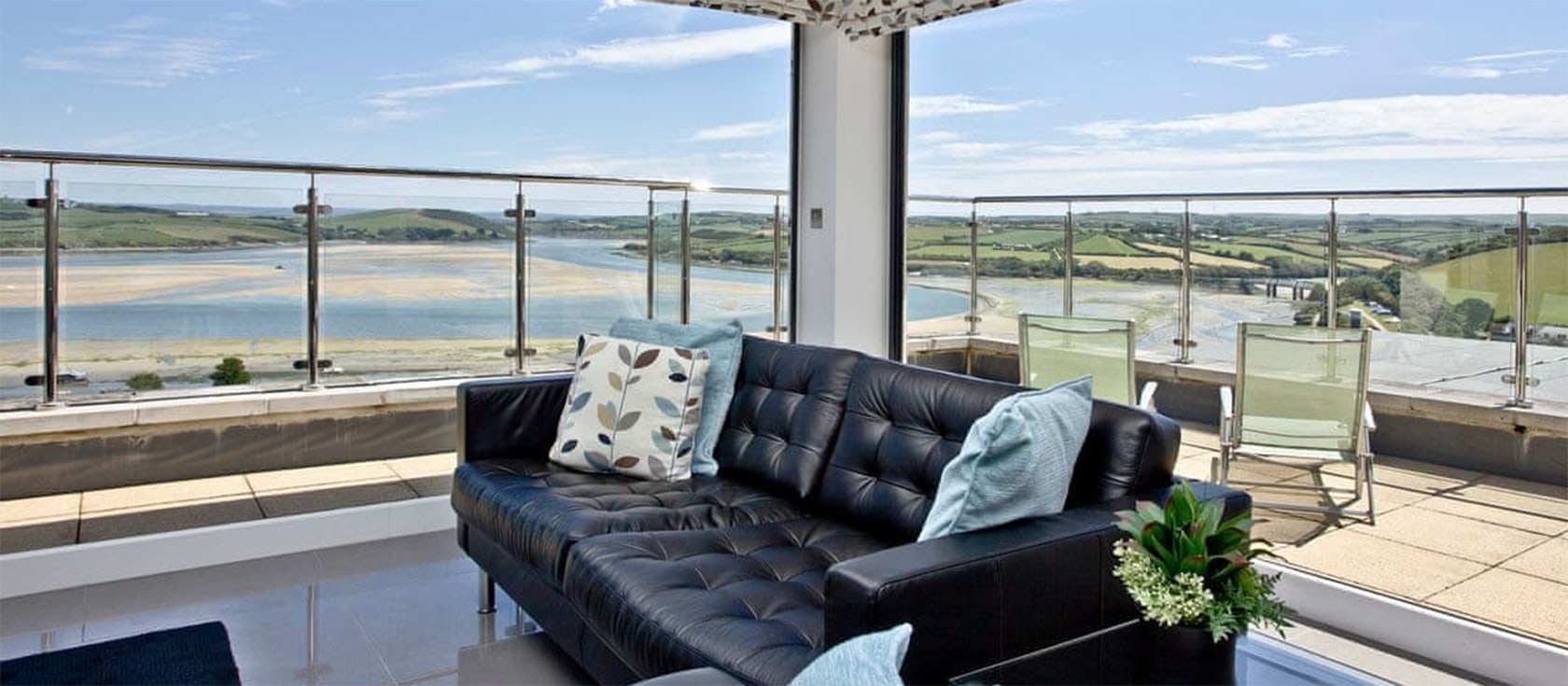 The Penthouse at Padstow is a contemporary three bedroom, three bathroom penthouse with bifold doors and glass balconies for enjoying superb coastal views of Rock. Stylishly furnished & appointed to a high standard, this luxury penthouse has a lift & parking.