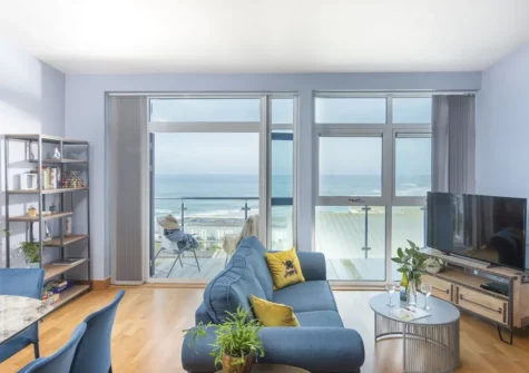 The living area at The Penthouse Forty Eight, Ocean 1, Newquay