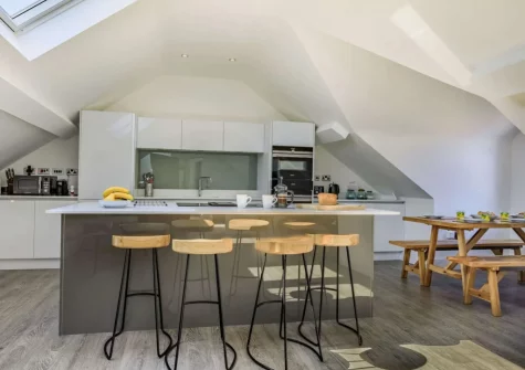The kitchen at The Penthouse Larkrise, Mortehoe