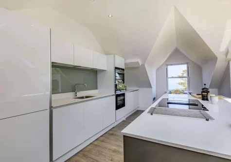 The kitchen at The Penthouse Larkrise, Mortehoe