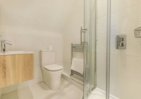 Bedroom #1 en-suite shower room at The Penthouse Larkrise, Mortehoe