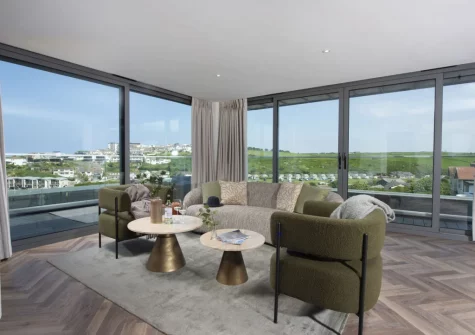 The living area at The Penthouse, Oasis Sands, Newquay