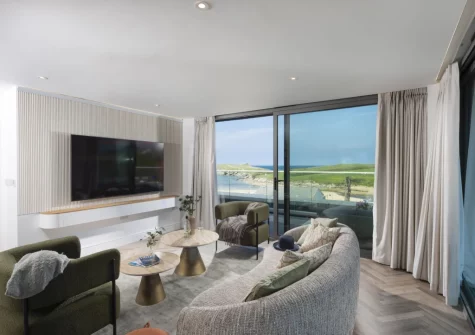 The living area at The Penthouse, Oasis Sands, Newquay