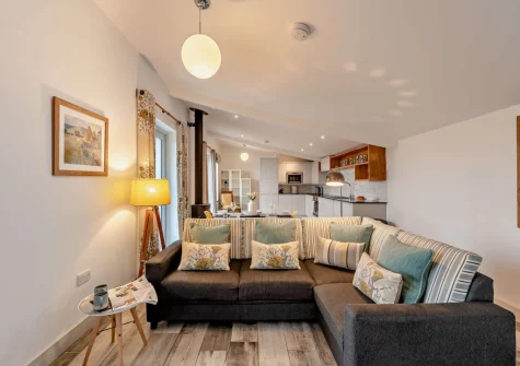 The living area at The Piggery, High Bickington