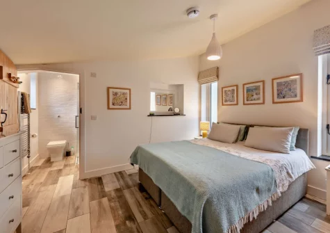 The bedroom at The Piggery, High Bickington