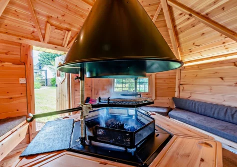 Inside the BBQ lodge at The Pines, Eastleigh