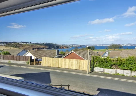 The view from the living room at The Pink Beach Bungalow, Paignton