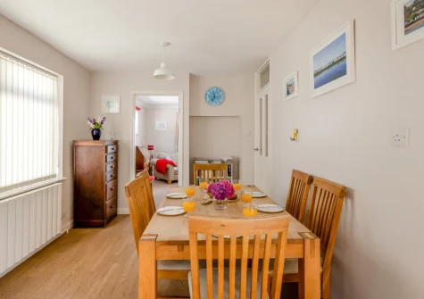 The dining area at The Pink Beach Bungalow, Paignton