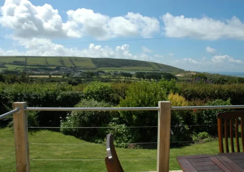 The view from the decked patio & alfresco dining area at The Reeds, Croyde