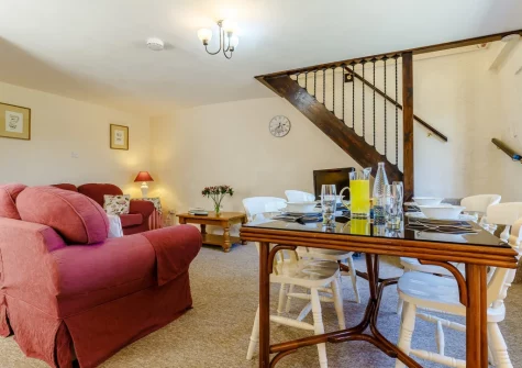The living & dining area at The Rest Barn, Trewillis Farm, Coverack