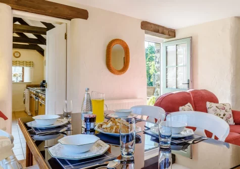 The dining area at The Rest Barn, Trewillis Farm, Coverack